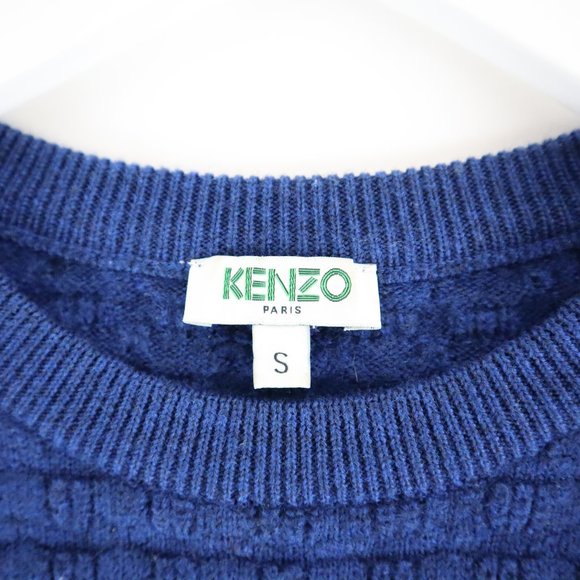 Kenzo Blue Silicon Tiger Wool Textured Pullover - Picture 4 of 5
